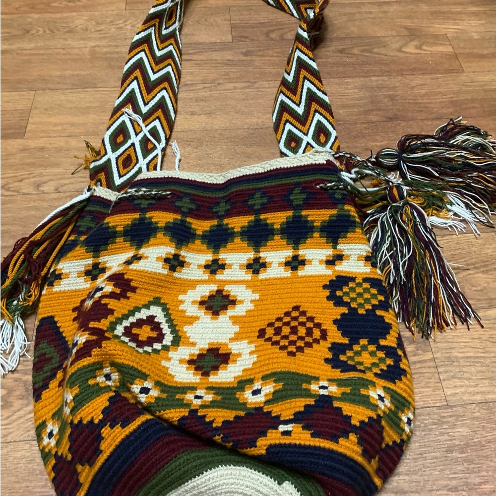 Multicolor Boho Patterned Woven Crossbody Bag